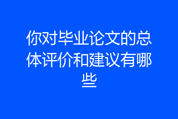 你对毕业论文的总体评价和建议有哪些