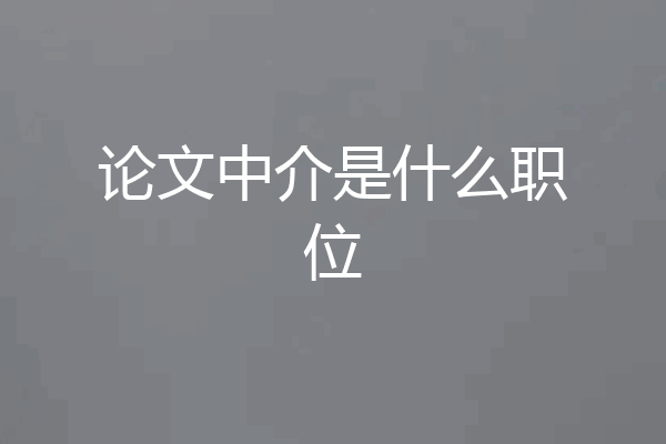 论文中介是什么职位