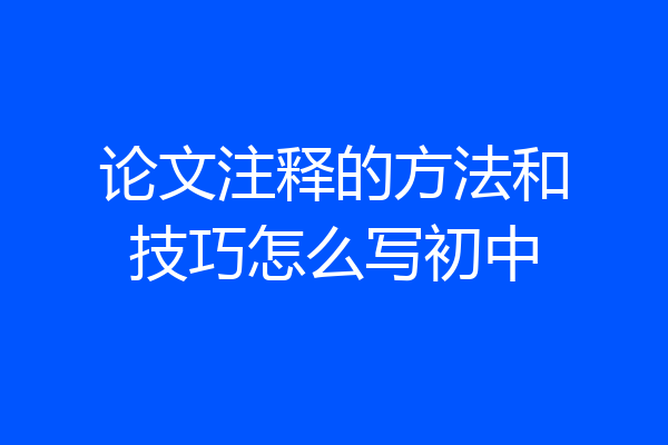 论文注释的方法和技巧怎么写初中