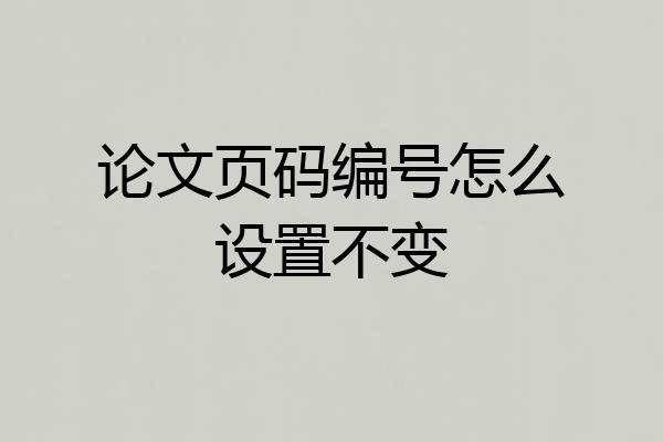 论文页码编号怎么设置不变