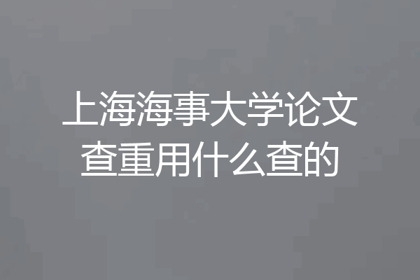 上海海事大学论文查重用什么查的