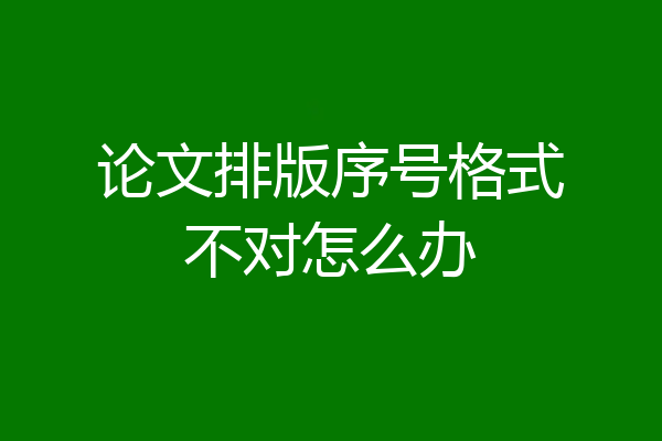 论文排版序号格式不对怎么办