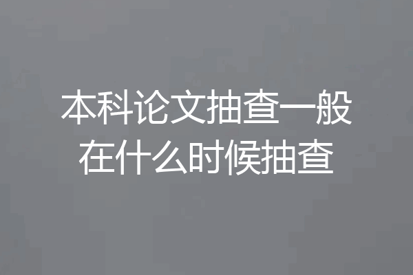 本科论文抽查一般在什么时候抽查
