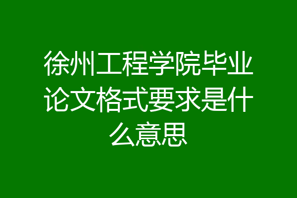 徐州工程学院毕业论文格式要求是什么意思