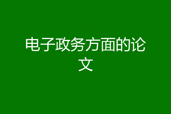电子政务方面的论文