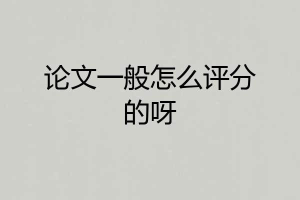 论文一般怎么评分的呀