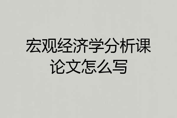 宏观经济学分析课论文怎么写