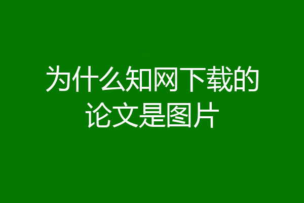 为什么知网下载的论文是图片