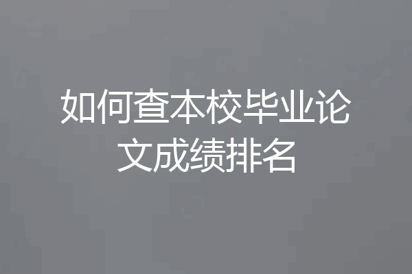 如何查本校毕业论文成绩排名