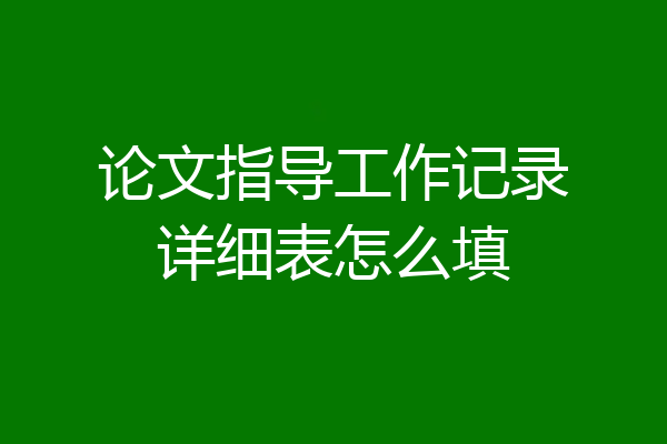 论文指导工作记录详细表怎么填
