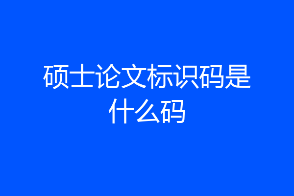 硕士论文标识码是什么码