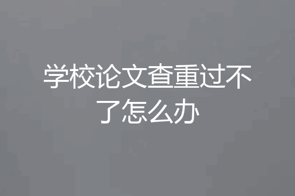 学校论文查重过不了怎么办