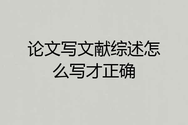 论文写文献综述怎么写才正确