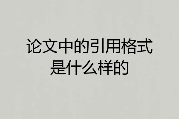 论文中的引用格式是什么样的