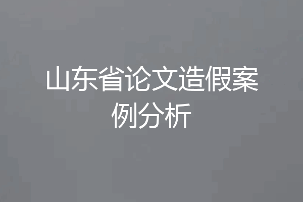 山东省论文造假案例分析
