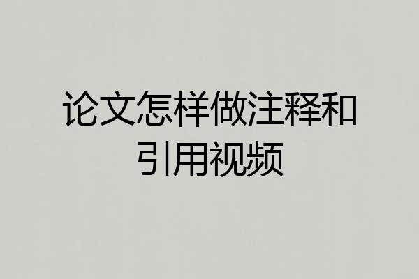 论文怎样做注释和引用视频