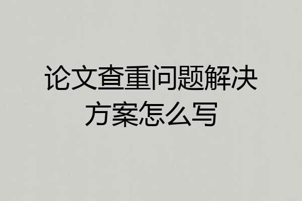 论文查重问题解决方案怎么写