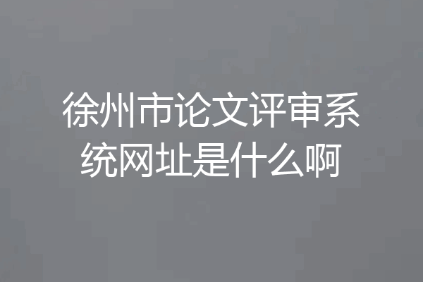 徐州市论文评审系统网址是什么啊