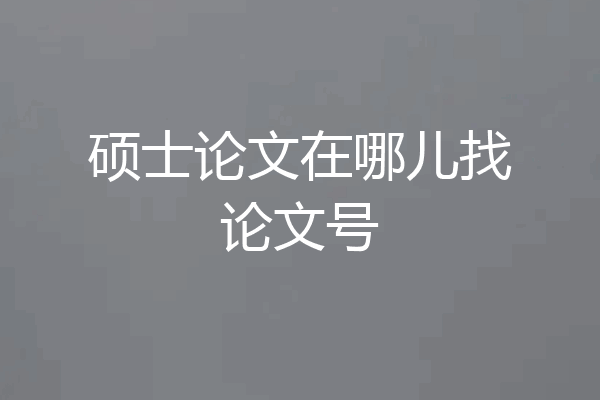 硕士论文在哪儿找论文号
