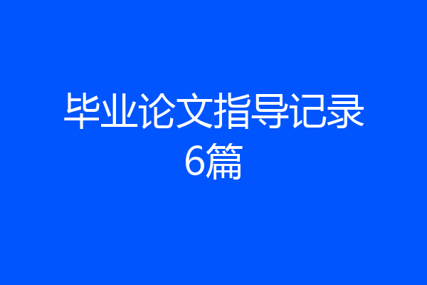 毕业论文指导记录6篇
