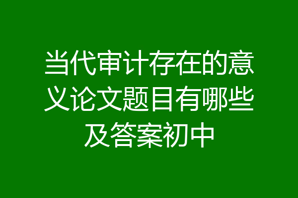 当代审计存在的意义论文题目有哪些及答案初中
