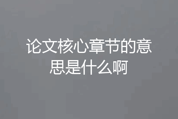 论文核心章节的意思是什么啊