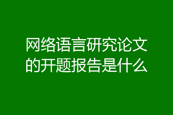 网络语言研究论文的开题报告是什么