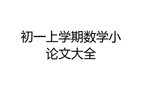 初一上学期数学小论文大全