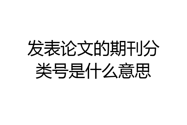 发表论文的期刊分类号是什么意思