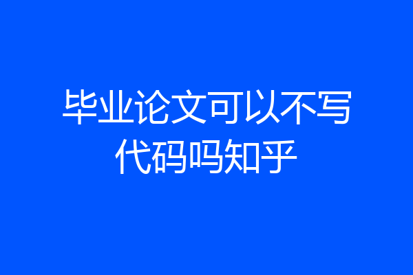 毕业论文可以不写代码吗知乎
