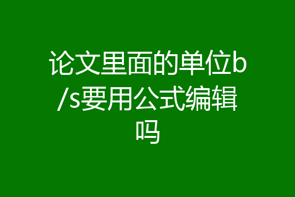 论文里面的单位b/s要用公式编辑吗