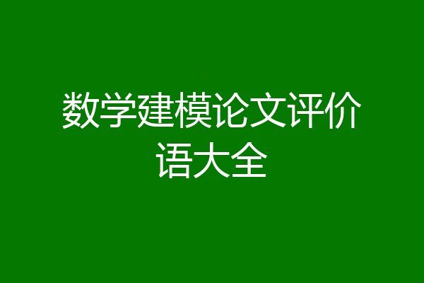 数学建模论文评价语大全