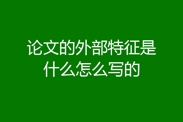 论文的外部特征是什么怎么写的