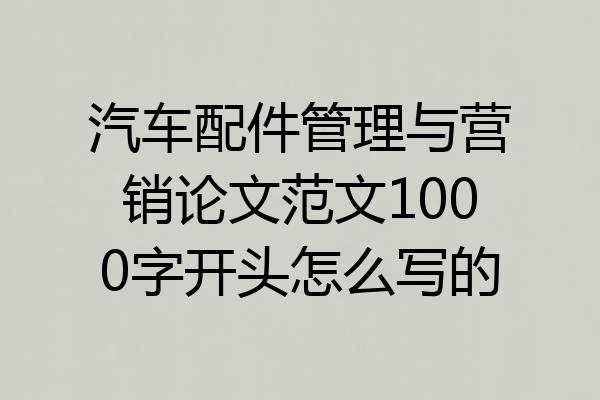 汽车配件管理与营销论文范文1000字开头怎么写的