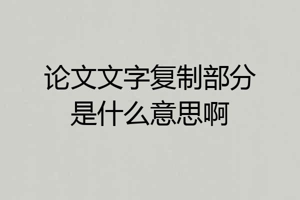 论文文字复制部分是什么意思啊