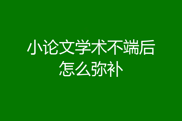 小论文学术不端后怎么弥补