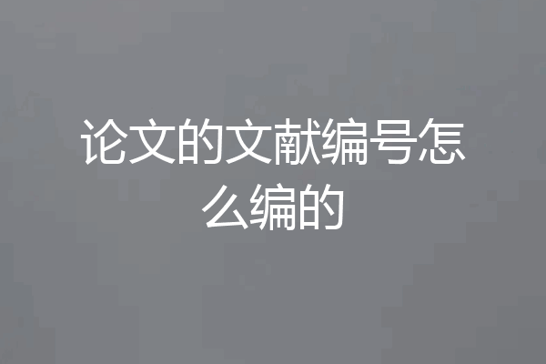 论文的文献编号怎么编的