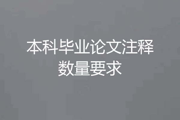 本科毕业论文注释数量要求