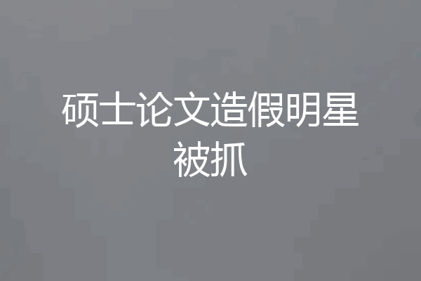 硕士论文造假明星被抓