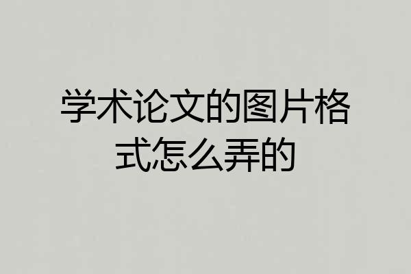 学术论文的图片格式怎么弄的