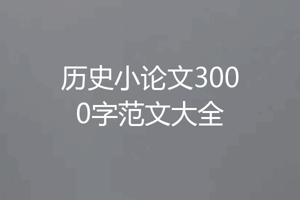 历史小论文3000字范文大全