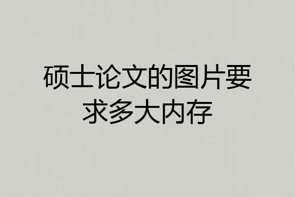 硕士论文的图片要求多大内存