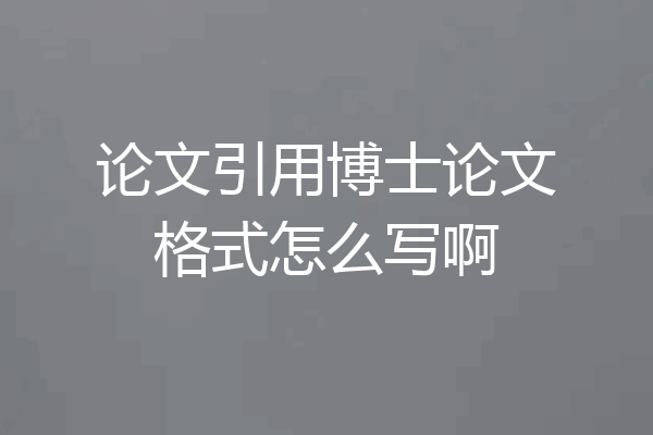 论文引用博士论文格式怎么写啊