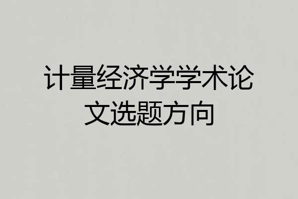 计量经济学学术论文选题方向