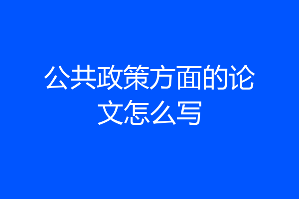 公共政策方面的论文怎么写