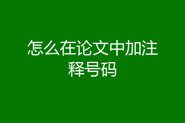 怎么在论文中加注释号码
