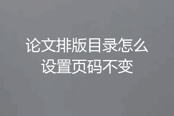 论文排版目录怎么设置页码不变