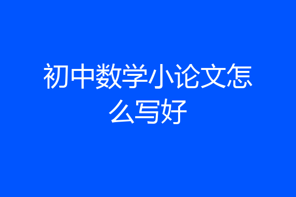 初中数学小论文怎么写好