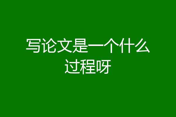 写论文是一个什么过程呀