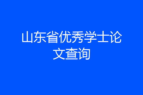 山东省优秀学士论文查询